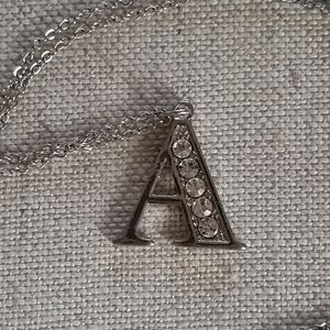 Rhinestone "A" pendant necklace